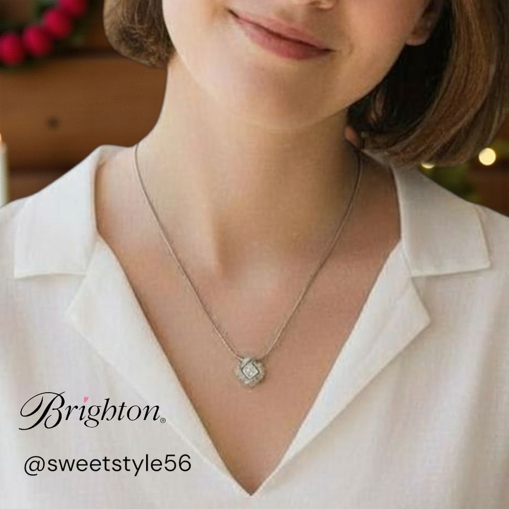 BRIGHTON "Eternity Knot" Vintage Swarovski Crystal Necklace... Sweet And Sparkly